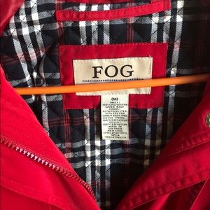 Red button up coat/jacket with hoodie